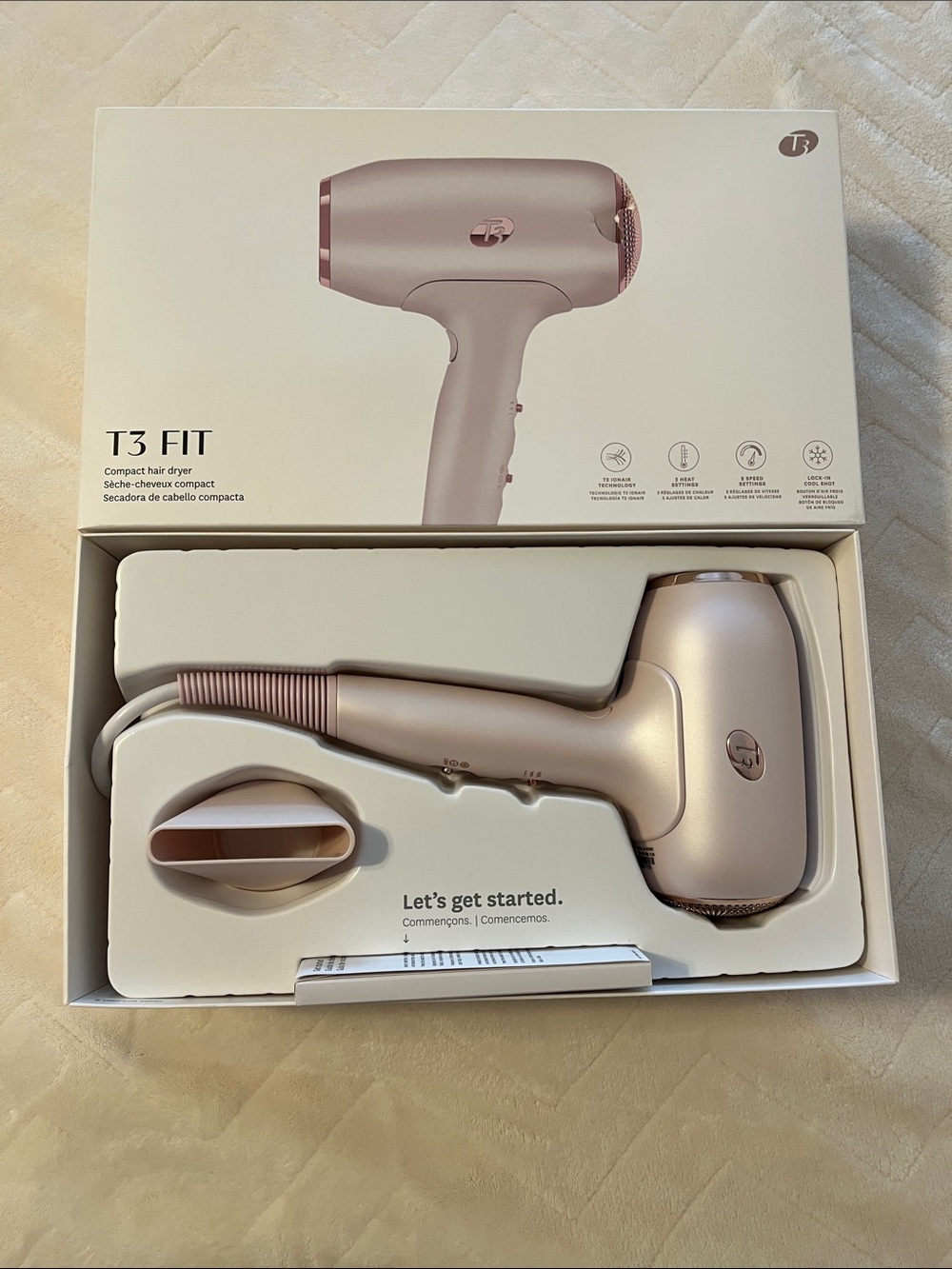T3 Micro Fit Compact Hair Dryer in Satin Blush